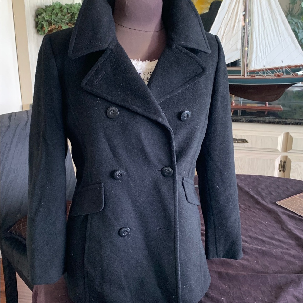 Liz Claiborne ladies Elegant Black double breasted Peacoat,